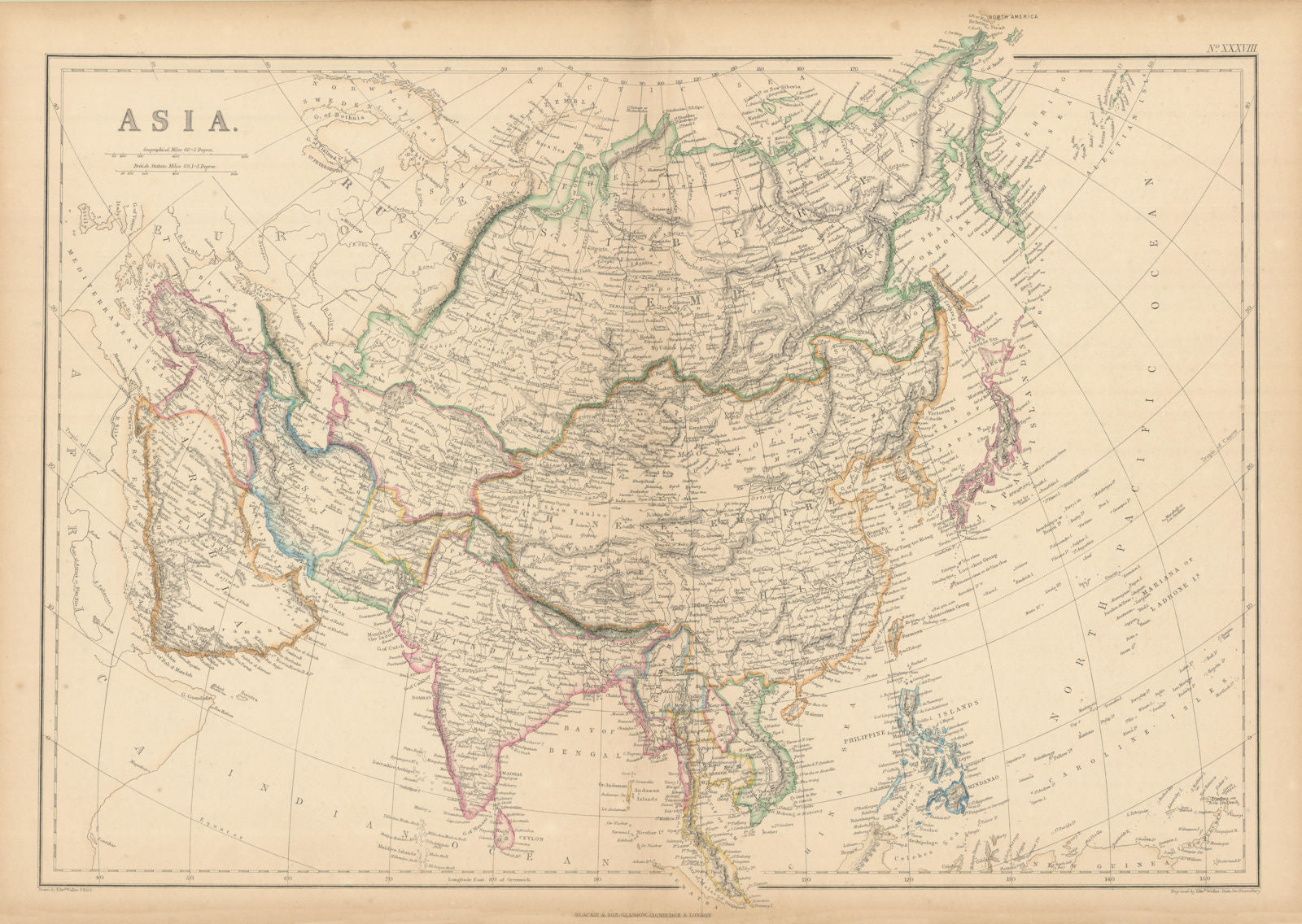 Asia by Edward Weller. Abou Thubbi/Abu Dhabi. Independent Kashmir 1859 old map
